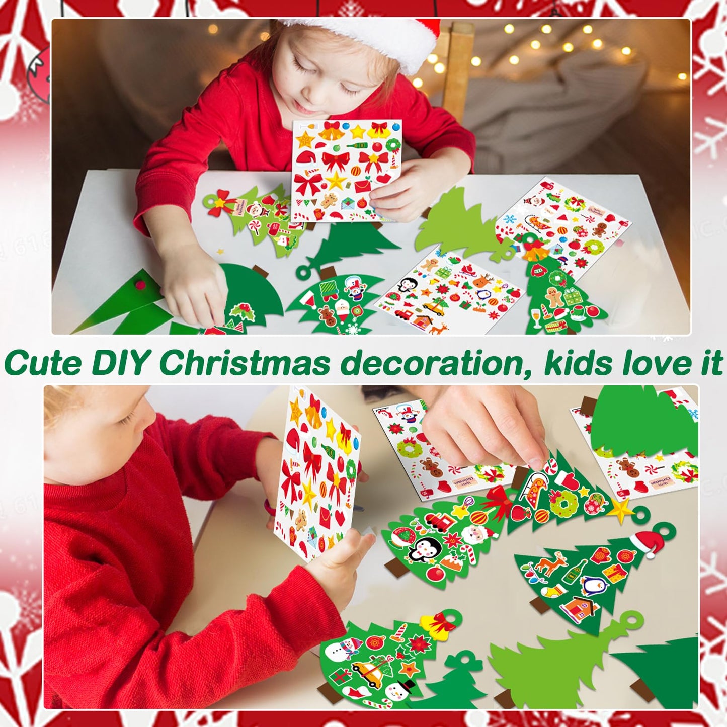 Qyeahkj 129 Pcs Christmas Tree DIY Ornaments Craft Kit for Christmas Hanging Art Project Paper Ornaments Making Crafts for Xmas Party Favors, 9 Styles