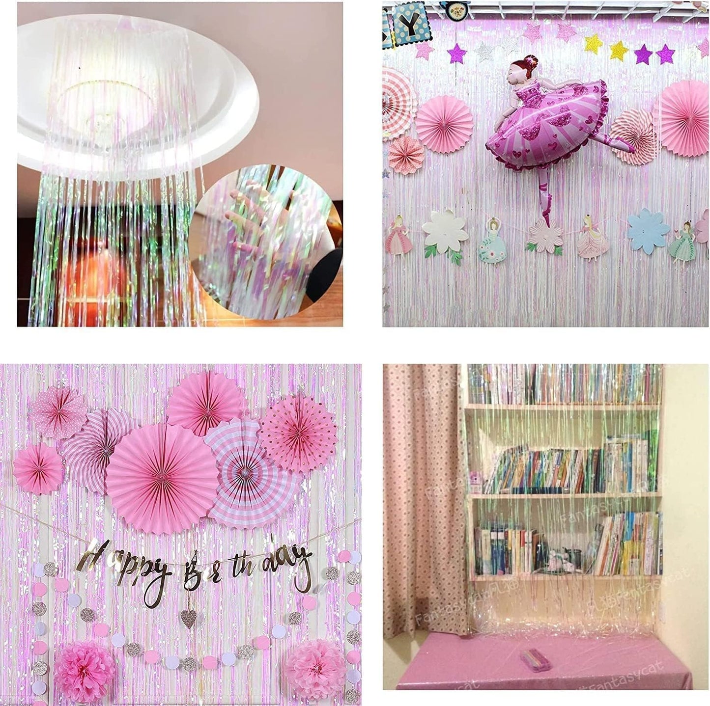 BRAVESHINE Iridescent Foil Fringe Backdrop - 2 Pack 3.2x6.5ft Holographic Tinsel Photo Booths Pros Streamer Curtains for Girl/16th Birthday/Engagement/Bridal/Anniversary/Bachelorette Party Decorations