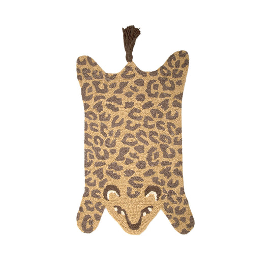 Crane Baby Leopard Shaped Nursery Rug, Handmade 100% Wool Safari Animal Rug for Baby Boy and Girl Nursery, Jungle Nursery Decor, Leopard Print Rug for Toddler Room, Kids Room, 23 x 36 Inches