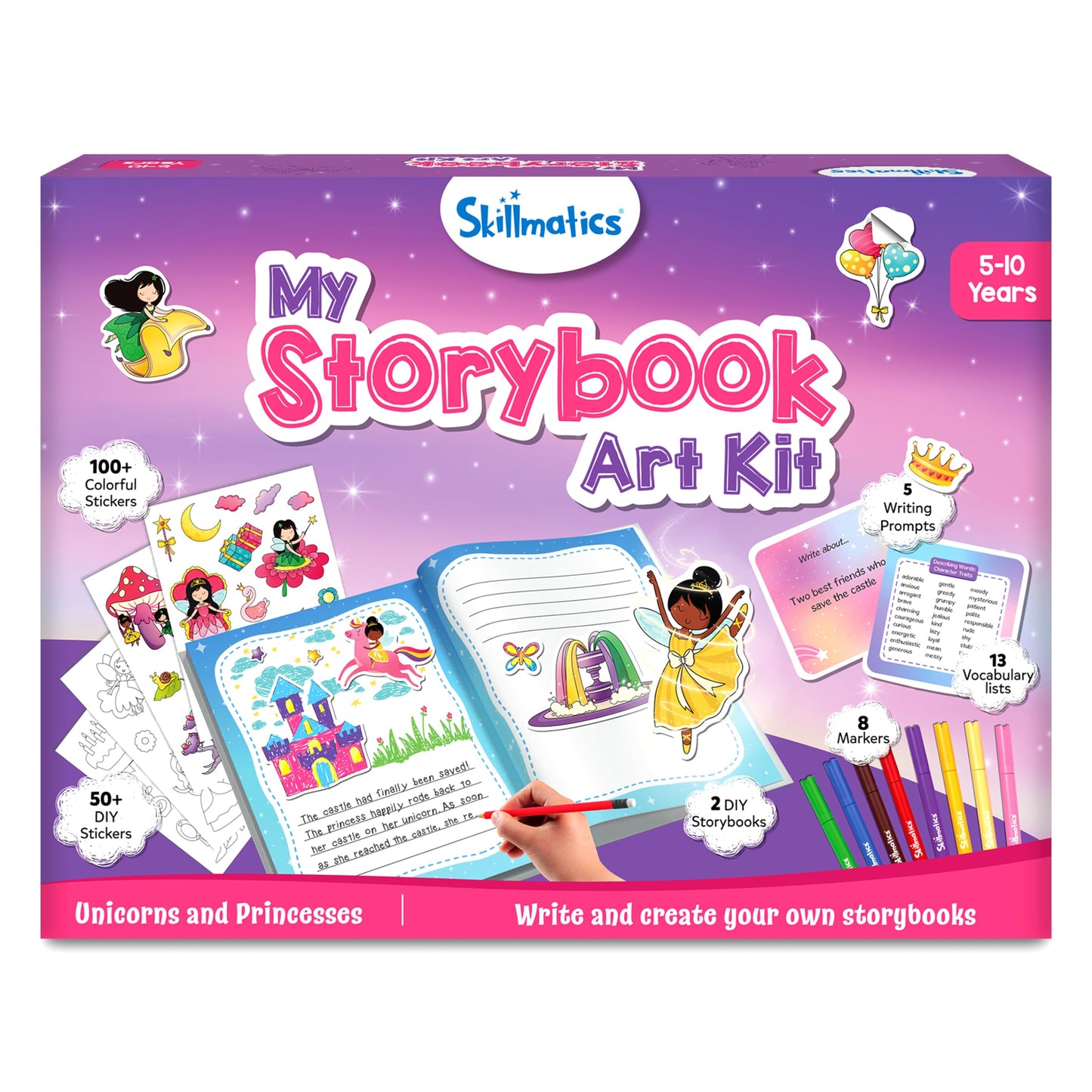 Skillmatics Storybook Art Kit - Create Fairytale Stories, DIY Craft & Writing Kit with 300+ Stickers, Scrapbooking & Journal Activity, Screen-Free Fun, Gifts for Kids Ages 5, 6, 7, 8, 9, 10