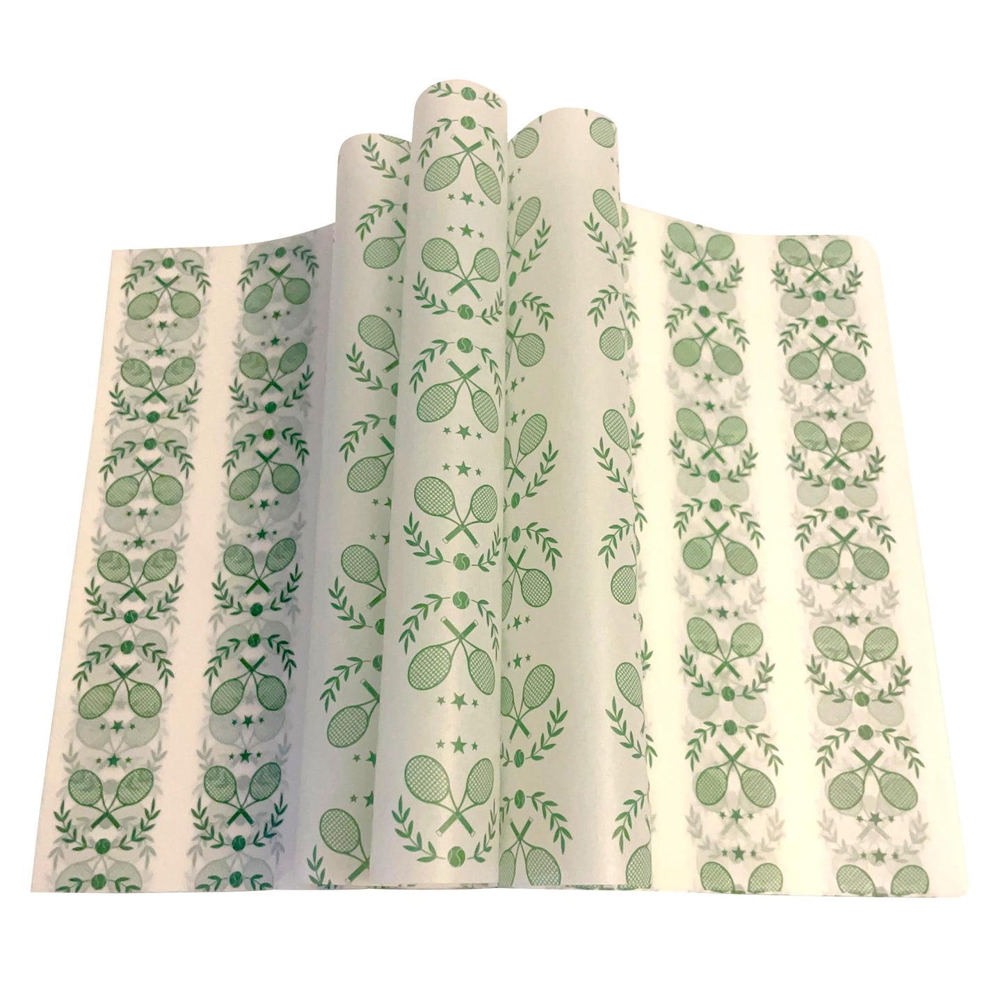 Suiwen 150pcs Green Tennis Racket Patterned Wax Paper, Food Picnic Paper, Greaseproof Paper,Waterproof Dry Hamburger Paper Liners Wrapping Tissue for Plastic Food Basket (Green)