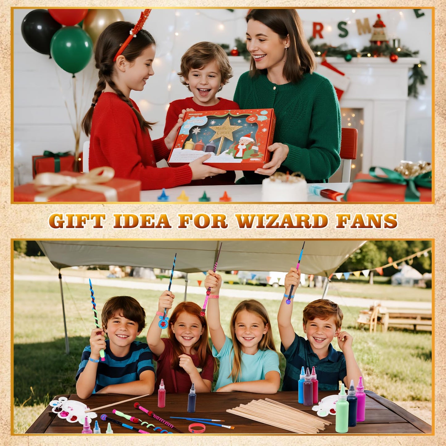 CharmFields Magic Wand Making Kit, DIY Painting Art Craft Set, Wand Making for Birthday Party Favors, Kids Gift, Wizard Halloween Party Supplies, School Activities – 78 PCS in All