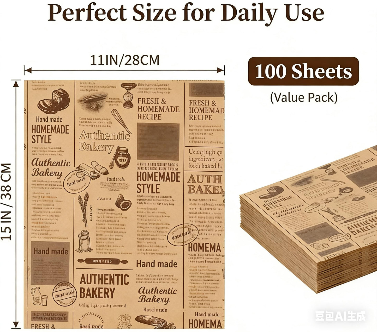100 Sheets Newsprint Deli Paper, Disposable Flat Deli Paper with Newsprint, Sandwich Wrapping Papers Deli Wrapping Sheets for Kitchen, Outdoor Picnic, Burgers and Sandwich,15x11 Inches