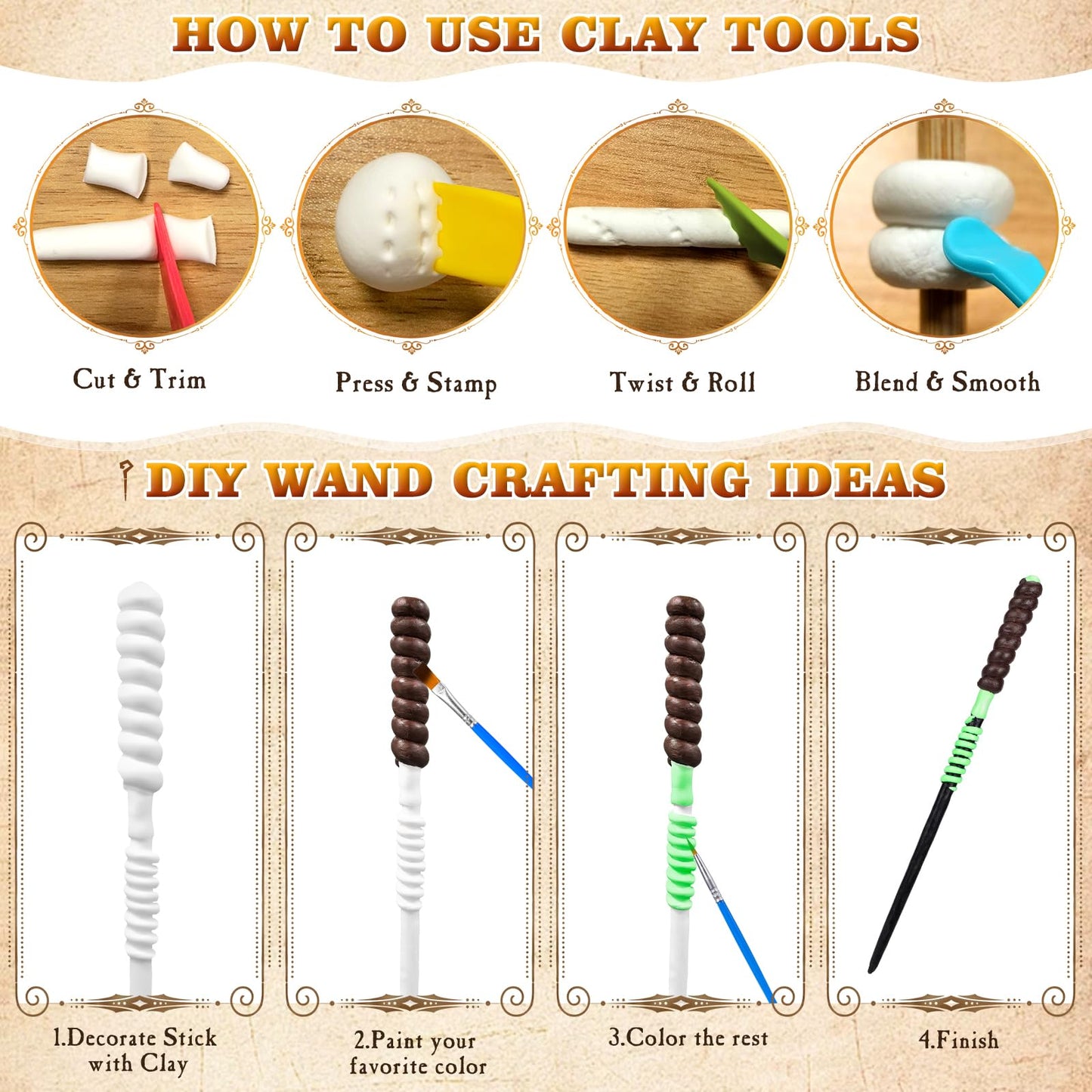 CharmFields Magic Wand Making Kit, DIY Painting Art Craft Set, Wand Making for Birthday Party Favors, Kids Gift, Wizard Halloween Party Supplies, School Activities – 78 PCS in All