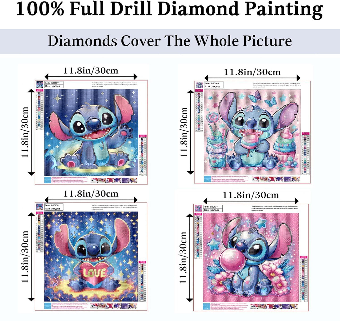 JAKI Diamond Art Kits for Adults-Cartoon Diamond Art Painting Kits for Adults,5D DIY Gem Art Kits for Home Wall Decor(4 Pack.12x12inch)