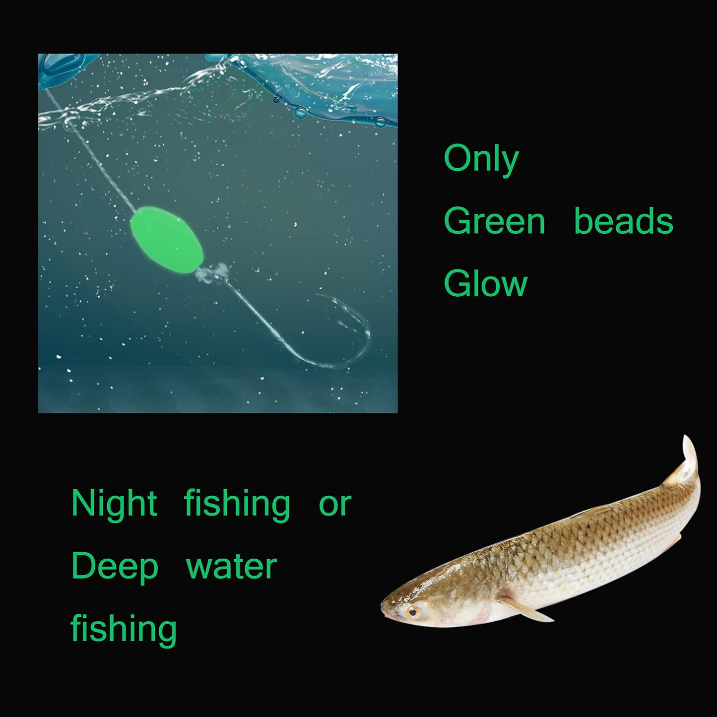 AGOOL Fishing Beads Assorted Set, 1000pcs Glow Beads Fishing Bait Eggs Soft Plastic Oval Round Luminous Beads Fishing Line Beads Fishing Lures Fishing Tackle Tool for Deep Drop Fishing Night Fishing