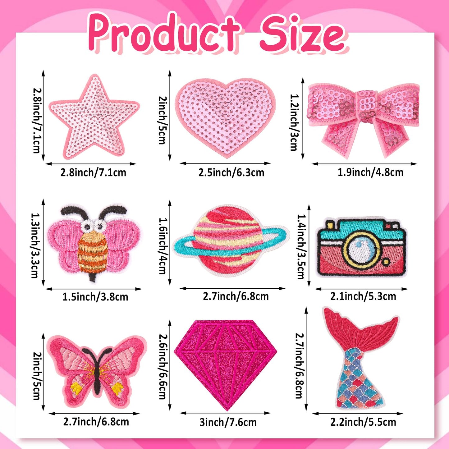 60pcs Pink Embroidered Patches Random Assorted Styles Pink Theme Iron on Patches for Girls Western Cowgirl DIY Sew Applique Repair Patch Cute Preppy Sew on Patches for Backpacks Pants Clothes Jeans