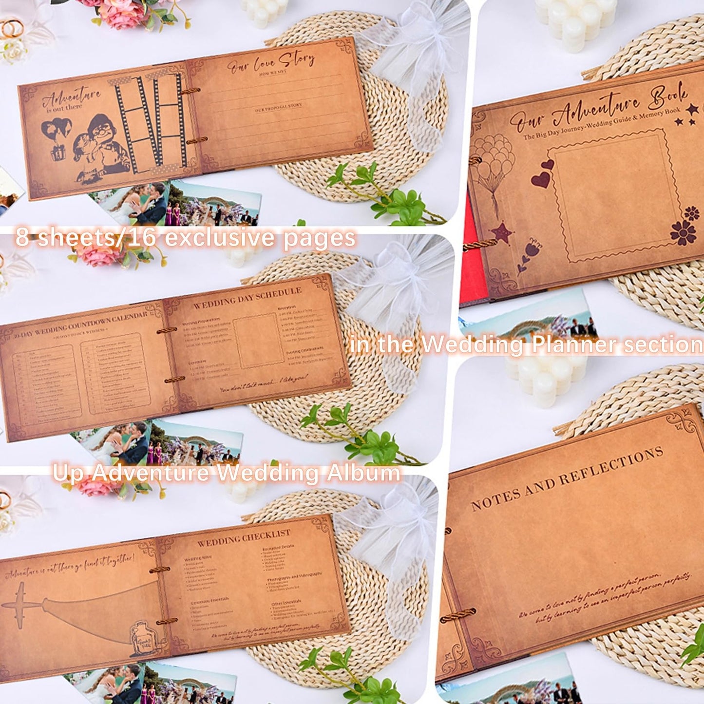 Adventure Book Diary Photo Scrapbook, Adventure Wedding Planning Book with Embossed Cover,Inspired by the 'Up' Saga, Ideal for Memories,Weddings,Traveling,Birthdays,Christmas,Newly Engaged Couples