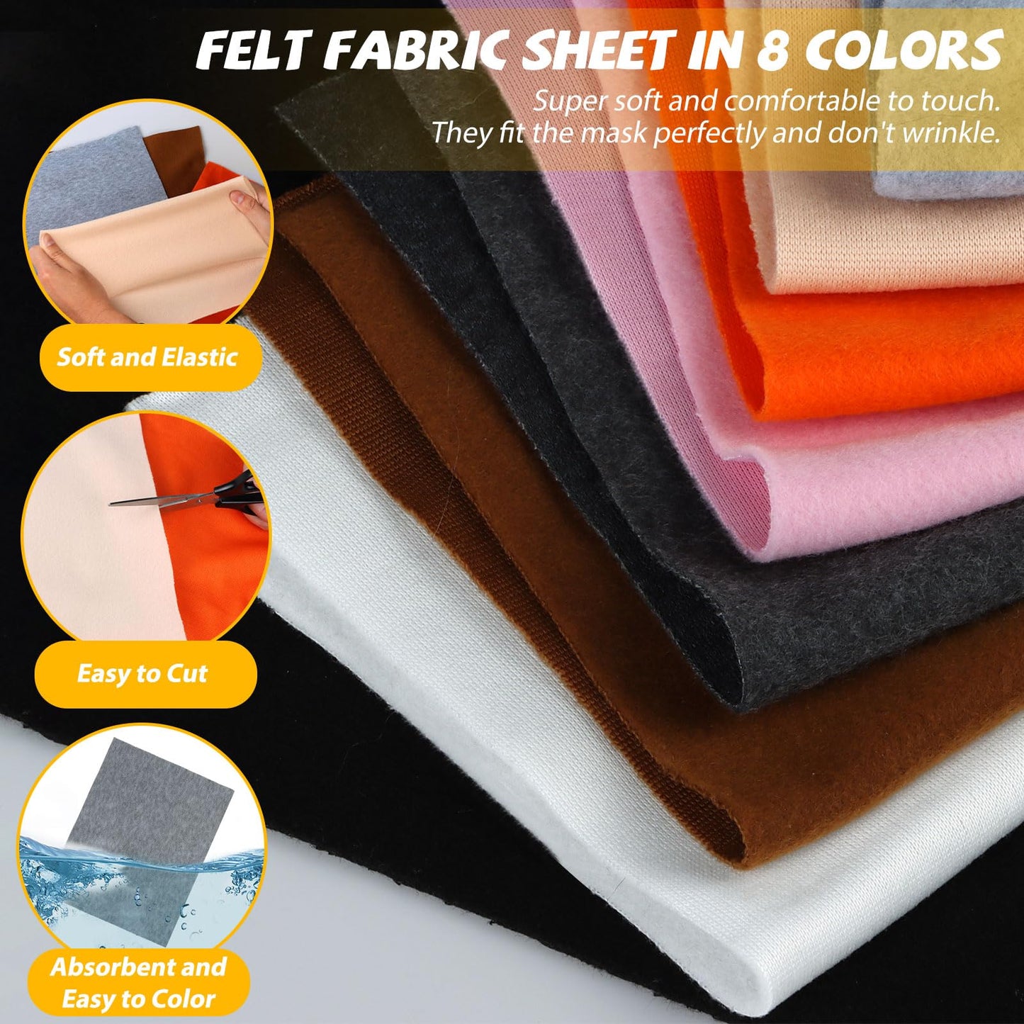 Giftota 47 Pcs DIY Therian Mask Kit for Boys Girls - 8 Blank Cat Mask with Super Soft Felt Fabric Sheet, Plush Faux Fur, Eye Mesh, Gem Sticker - DIY Fox Masks for Christmas Masquerade Cosplay Party