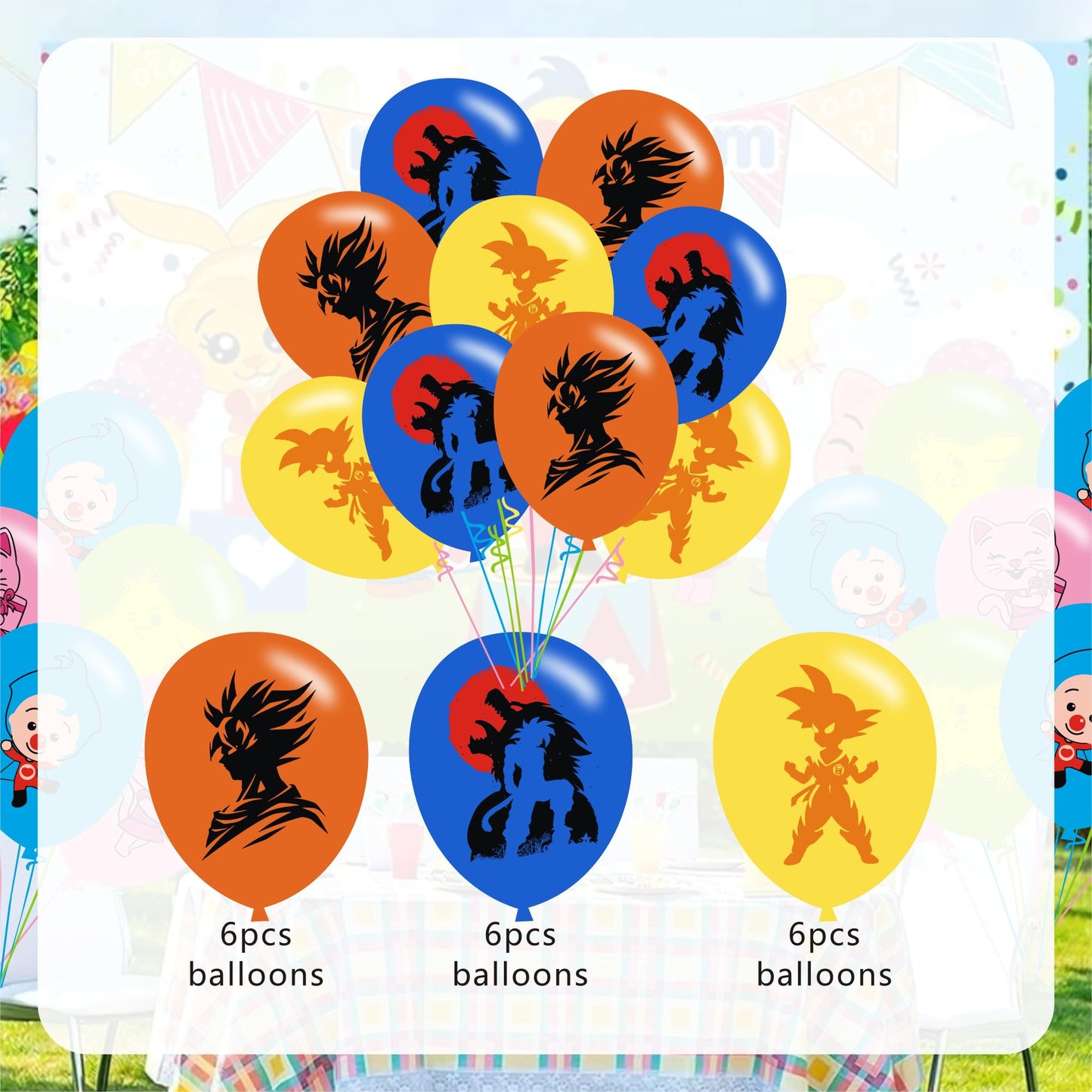 Q Cartoon For Party Supplies,Birthday Decorations Set Include Banner, Balloons, Hanging Swirls, Cake Cupcake Toppers for Boys Girls Party.