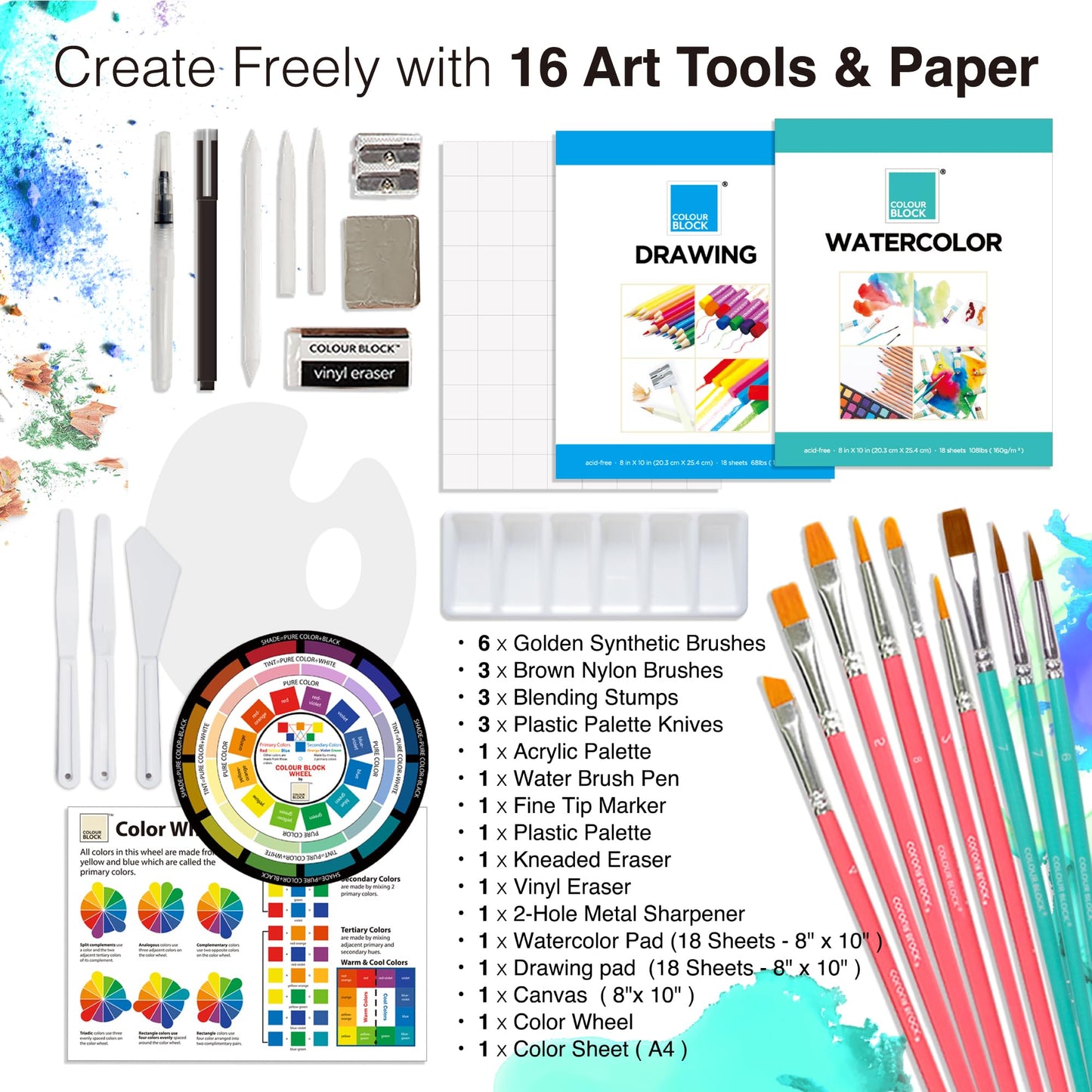 COLOUR BLOCK 151-Piece Professional Art Supply Set with Mixed Media, Paint Kit & Brushes in Aluminum Case, Complete Art Supplies for Adults, All Level Artists, Travel Art Set