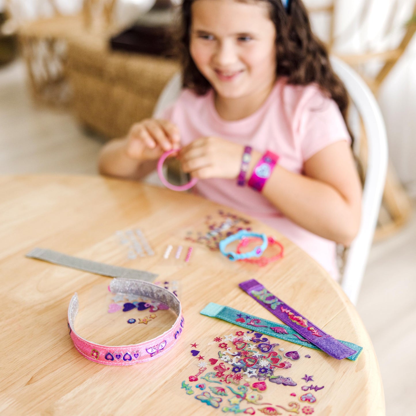 Melissa & Doug Design-Your-Own Jewelry-Making Kits - Bangles, Headbands, and Bracelets DIY Jewelry, Decorate with Stickers, Bracelet and Headband Crafting Set for Kids Ages 4+