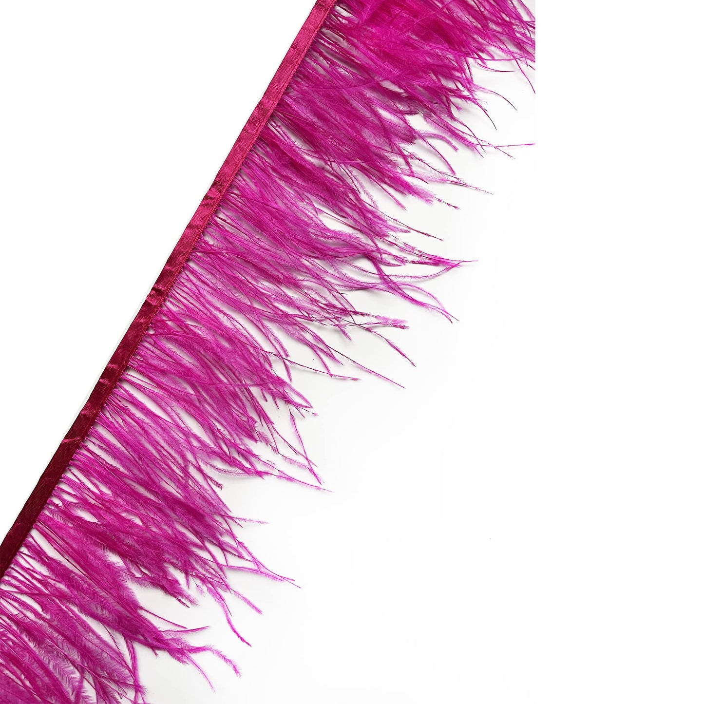 Happy feather 2 Yards 5-6inch Pink Ostrich Feathers Trim Fringe for DIY Dress Sewing Crafts Costumes Decoration-Fuchisa