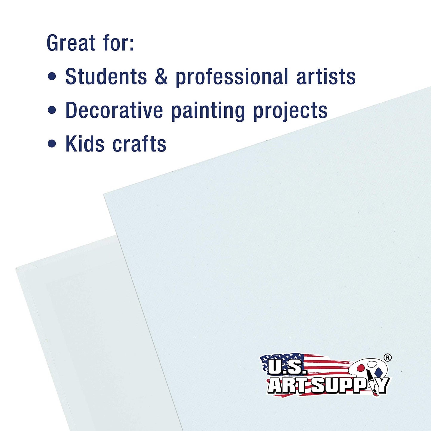U.S. Art Supply 12 X 12 Inch Art Canvas Board Panels 12 Pack - 8 Ounce Heavyweight Cotton Acid Free Canvases for Painting Acrylics and Watercolor (1 Case of 12 Single Canvas Painting Panels)