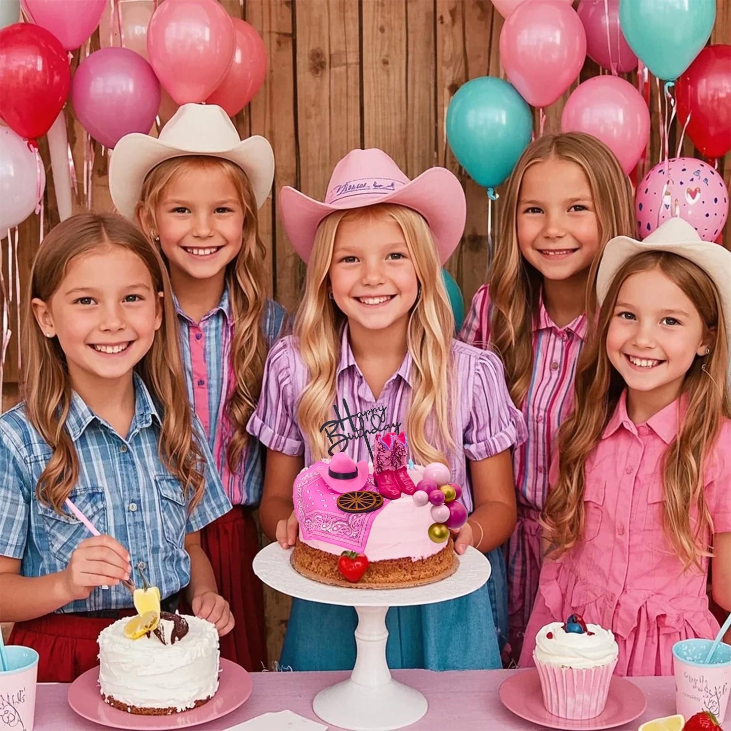 BiBo Cowgirl Cake Topper First Rodeo Birthday Cupcake Decorations Girl Mini Pink Cowgirl Hat and Boot for Western Disco Baby Shower Vaquero Themed Party Favors Supplies