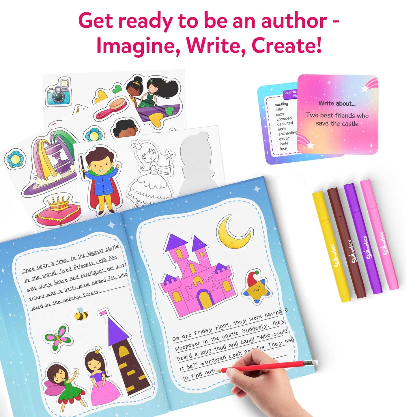 Skillmatics Storybook Art Kit - Create Fairytale Stories, DIY Craft & Writing Kit with 300+ Stickers, Scrapbooking & Journal Activity, Screen-Free Fun, Gifts for Kids Ages 5, 6, 7, 8, 9, 10