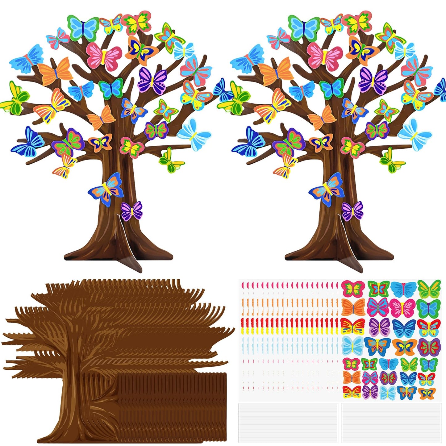 Cinrobiye 30 Set Spring Craft Kit Flower Bird Butterfly DIY Tree Ornaments Making Art Crafts for Toddler Sunday School Classroom Home Preschool Party Activities Favor Decor Supplies (Butterfly)