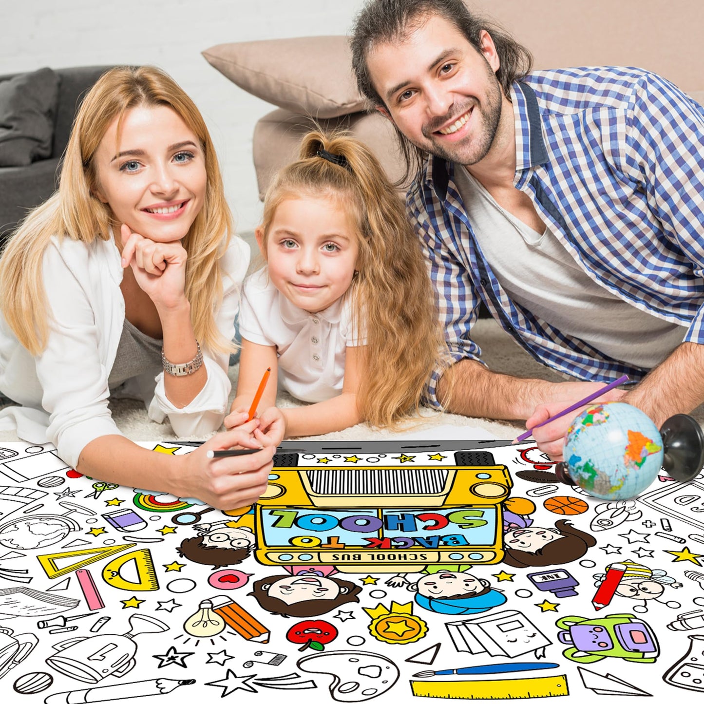 X1zuue Back to School Giant Coloring Poster for Kids -Jumbo First Day of School Blank Paper Banner Large Coloring Table Cover for Classroom Home Party DIY Art Craft Activity Supplies 55 x 23.6 Inch