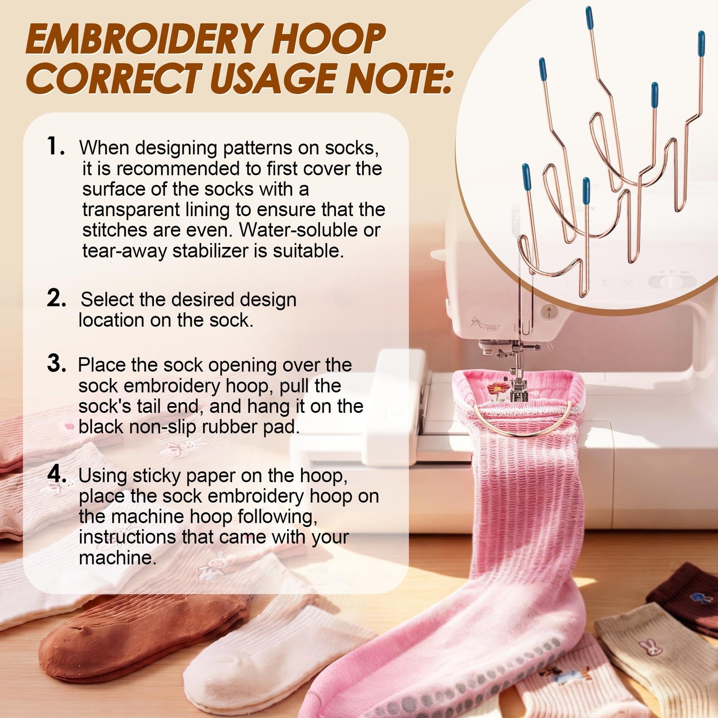 Boao Sock Hoop for Embroidery Machine – 3PCS Embroidery Hoops Kit (2 Adult + 1 Kids), Easy Hooping Aid for Socks, Embroideries Hoop Accessories for Socks, Sleeves & Embroideries Machine