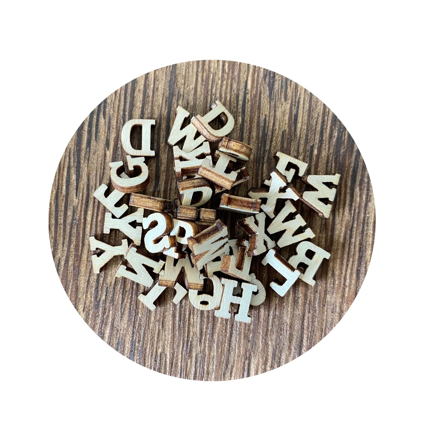 Quarter Inch 0.25 Inch 2142 Pieces Tiny Wooden Letters Unfinished Wood Numbers for Scrapbooking Crafts (with Two Fonts in Brown Tray)