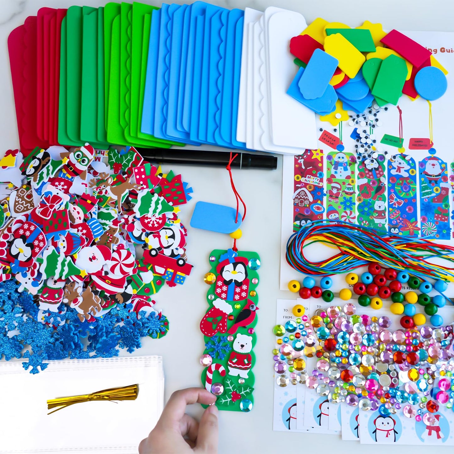 Winlyn 36 Sets Christmas Craft Kits Winter Crafts DIY Holiday Bookmark Ornaments Decorations Art Sets Festive Snowmen Reindeer Foam Stickers Arts and Crafts for Kids Classroom Activities Party Favors