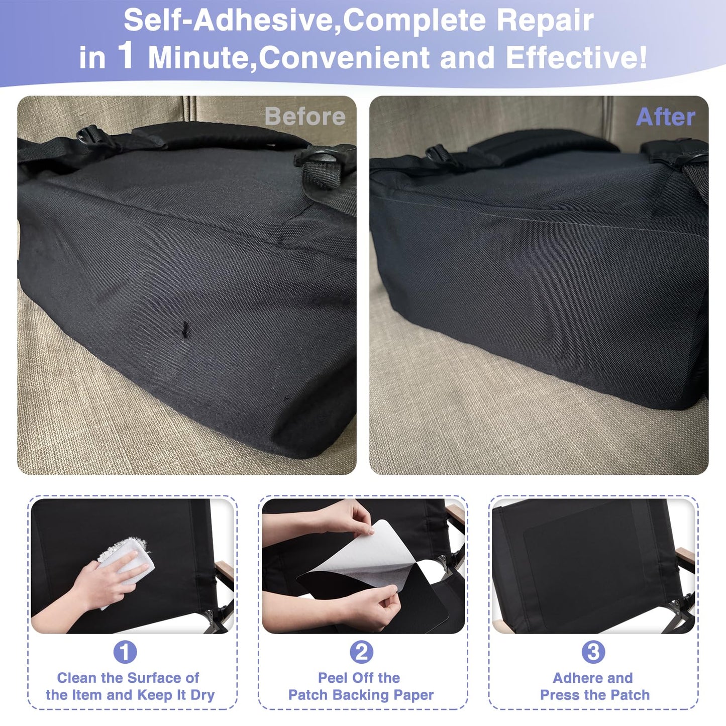Gheeidau Canvas Repair Patch 9×11 Inch 3Pcs Waterproof Self-Adhesive Fabric Repair Patch for Tents,Boat Cover,Pop Up Canopy,Patio,Bags,Car Seats,Sofas,Furniture Cover(Dark Green)