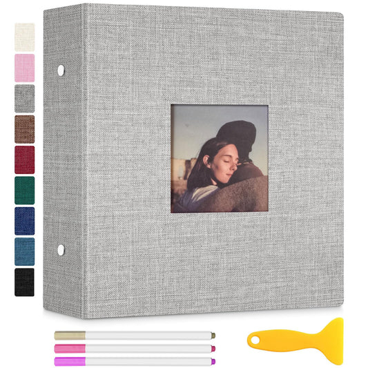 Zesthouse Photo Album Self Adhesive with Picture Display Window, 3-Ring Scrapbook Albums 60 Pages Holds 8x10 5x7 4x6 Photos, DIY Photo Book Ideal Gift for Family Wedding Baby