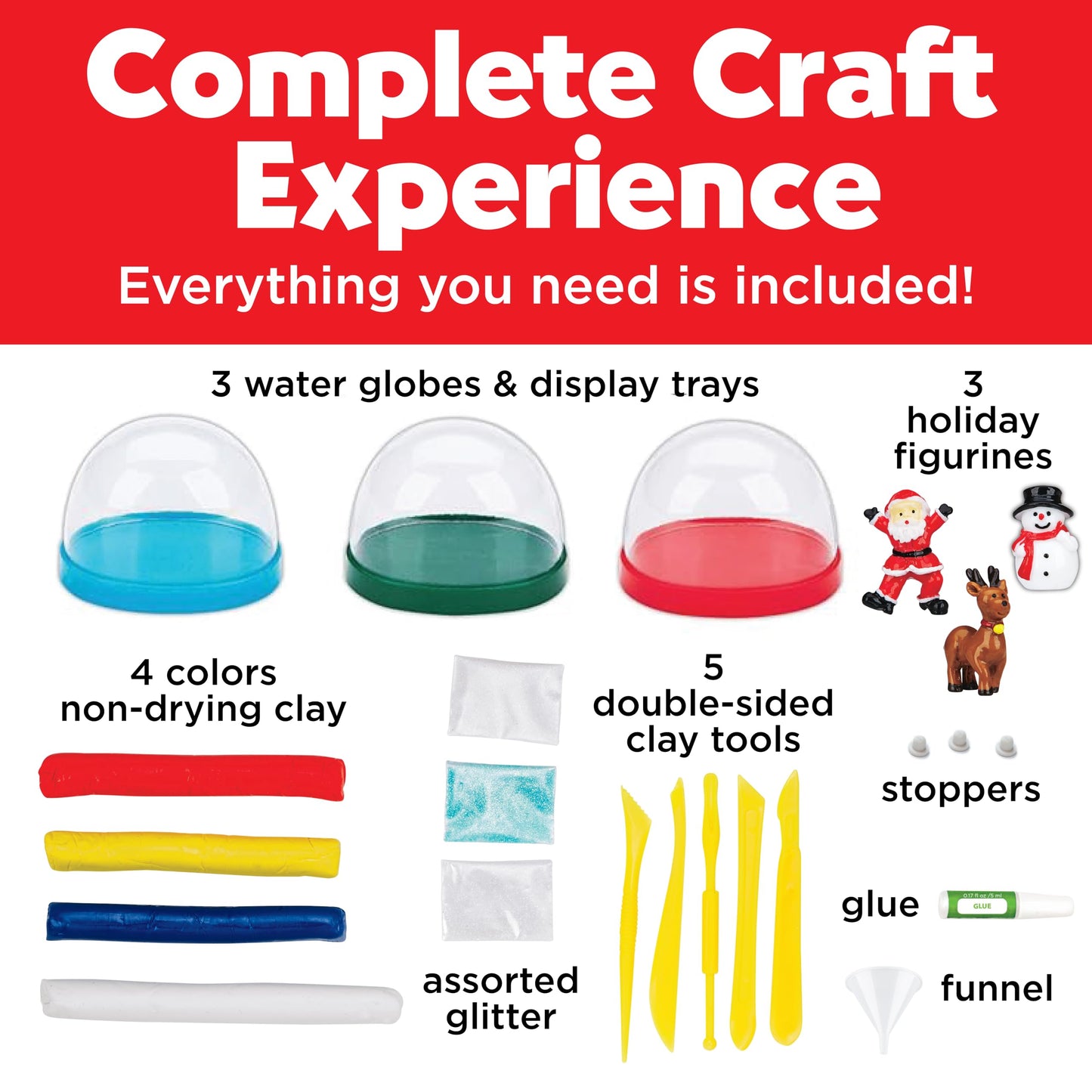 Creativity for Kids Make Your Own Holiday Snow Globes Kit | Sculpt, Decorate & Shake 3 Festive Winter Scenes | DIY Christmas Crafts for Kids to Build Creativity & Fine Motor Skills (Ages 6+)