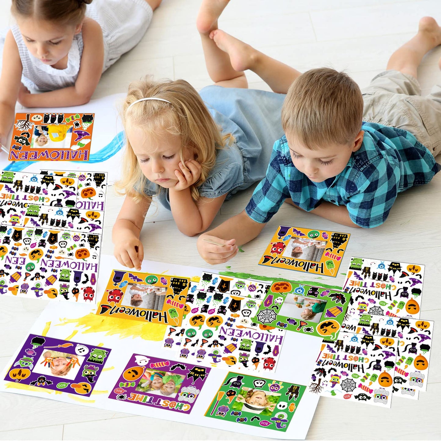 30 Packs Halloween Arts and Crafts for Kids Picture Frame Craft Kits Photo DIY Craft Set Bulk Pumpkin Maple Leave Turkey Stickers Children Classroom Kindergarten Preschool Game Activities Ages 4-12