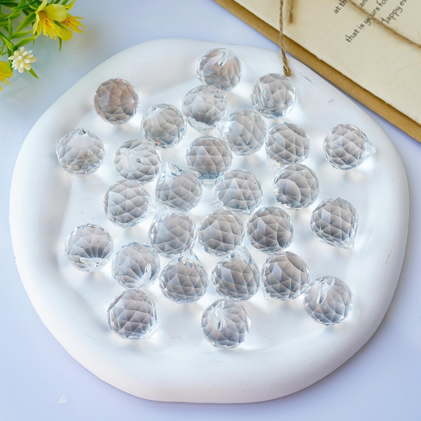 LOULIQIGIFT 24Pcs Clear Crystal Ball Prism 2026 Hanging Ornaments Chandelier Crystal Parts Rainbow Maker for Wedding Party Birthday Mothers Day Decoration (20mm)