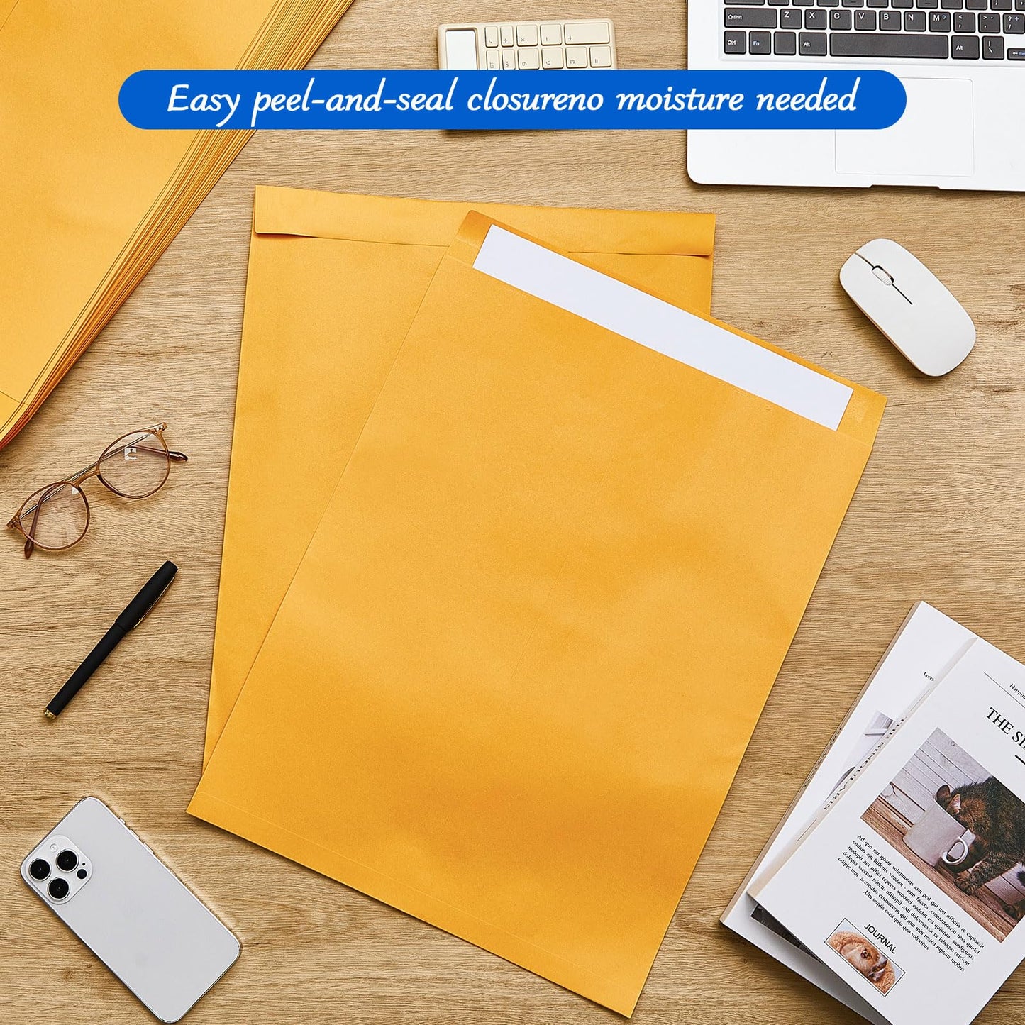 Motipuns 150 Pcs 14" x 18" Extra Large Mailing Envelopes 32lb with Gummed Flaps, Catalog Jumbo Craft Envelopes for Mailing, Storage and Organizing Documents Office Supplies(Yellow)