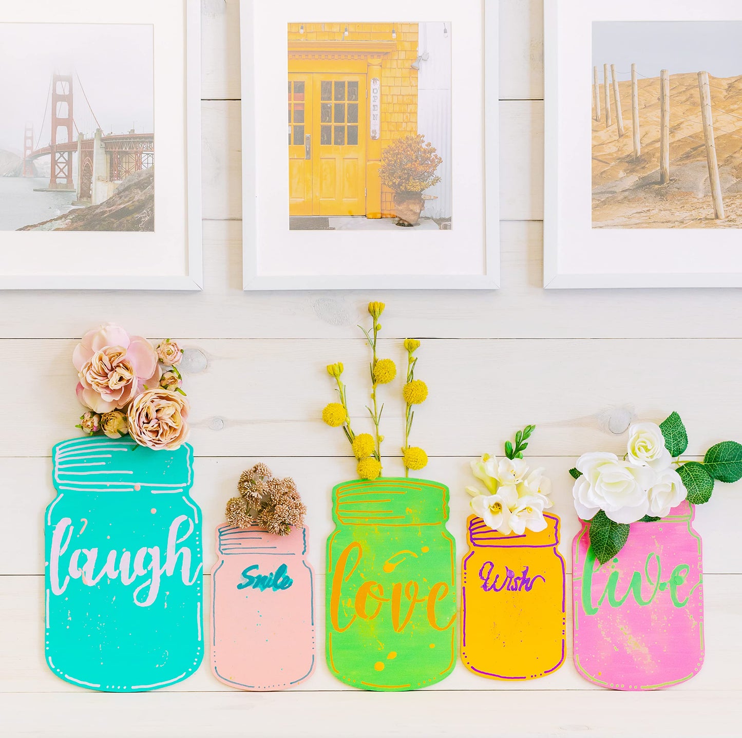 Mason Jar Sign 6 x 3-1/2-inch, Pack of 3 Wooden Cutouts Unfinished, Mason Jar on Wood for Wood Burning Projects & Decor, by Woodpeckers