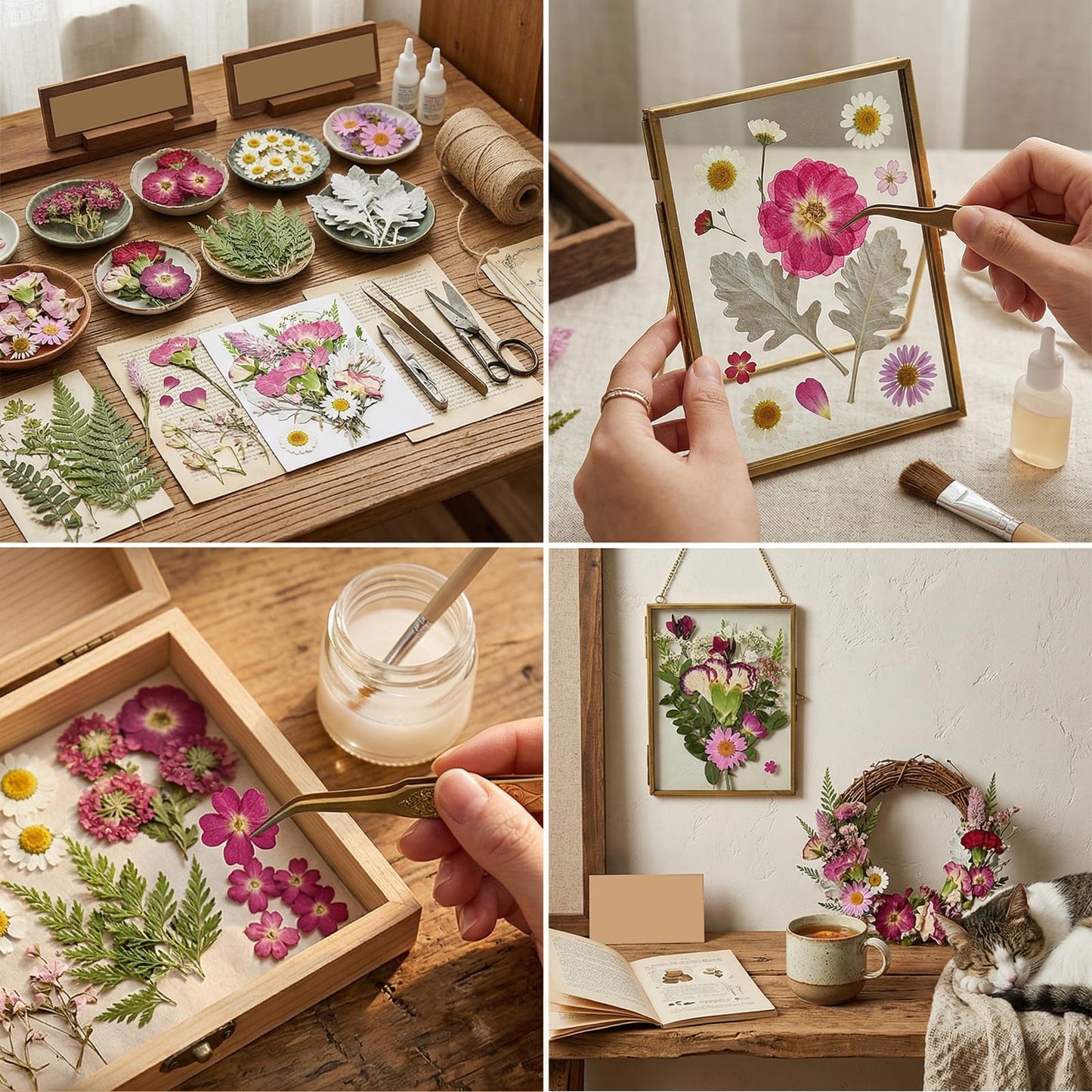 CONVELIFE Dried Pressed Flowers for Resin, Real Dry Leaves Bulk Natural Herbs Kit for Scrapbooking, DIY Art Crafts, Epoxy Resin Jewelry, Candle and Soap Making, Nail Decor (70Pcs Dried Flowers)