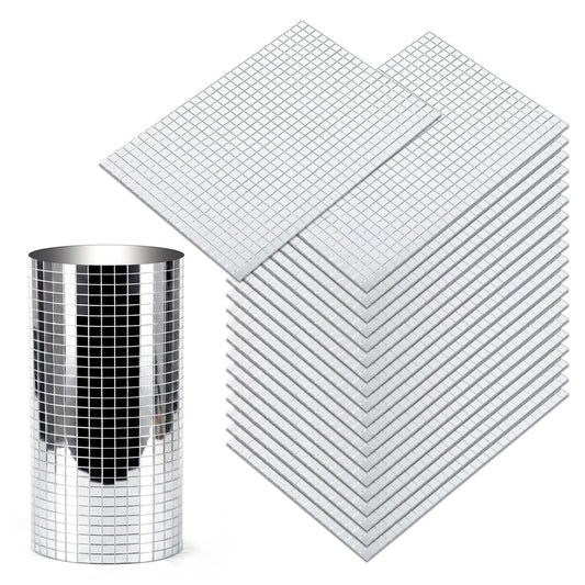 Yuanan 12000 PCS Disco Ball Mirror Tiles, 5×5 mm Self Adhesive Mirror Mosaic Tiles Bulk Glass Mosaic Stickers Extra Sticky for DIY Crafts, Flower Pots, Glassware, Cups, Party and Home