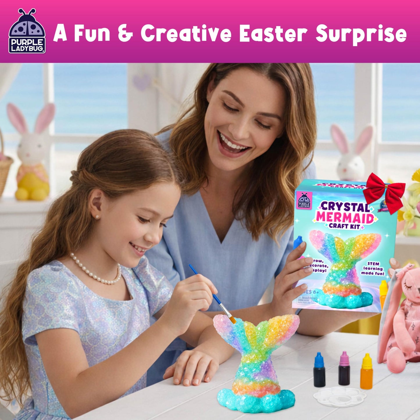 Crystal Growing Kit-Birthday Gifts for Kids Ages 6 7 8 9 10 11 12, Crystal Making Experiment For Girls, Grow Your Own Mermaid Crystal, STEM Kit For Girls, Fun Summer Vacation Science Activity For Kids