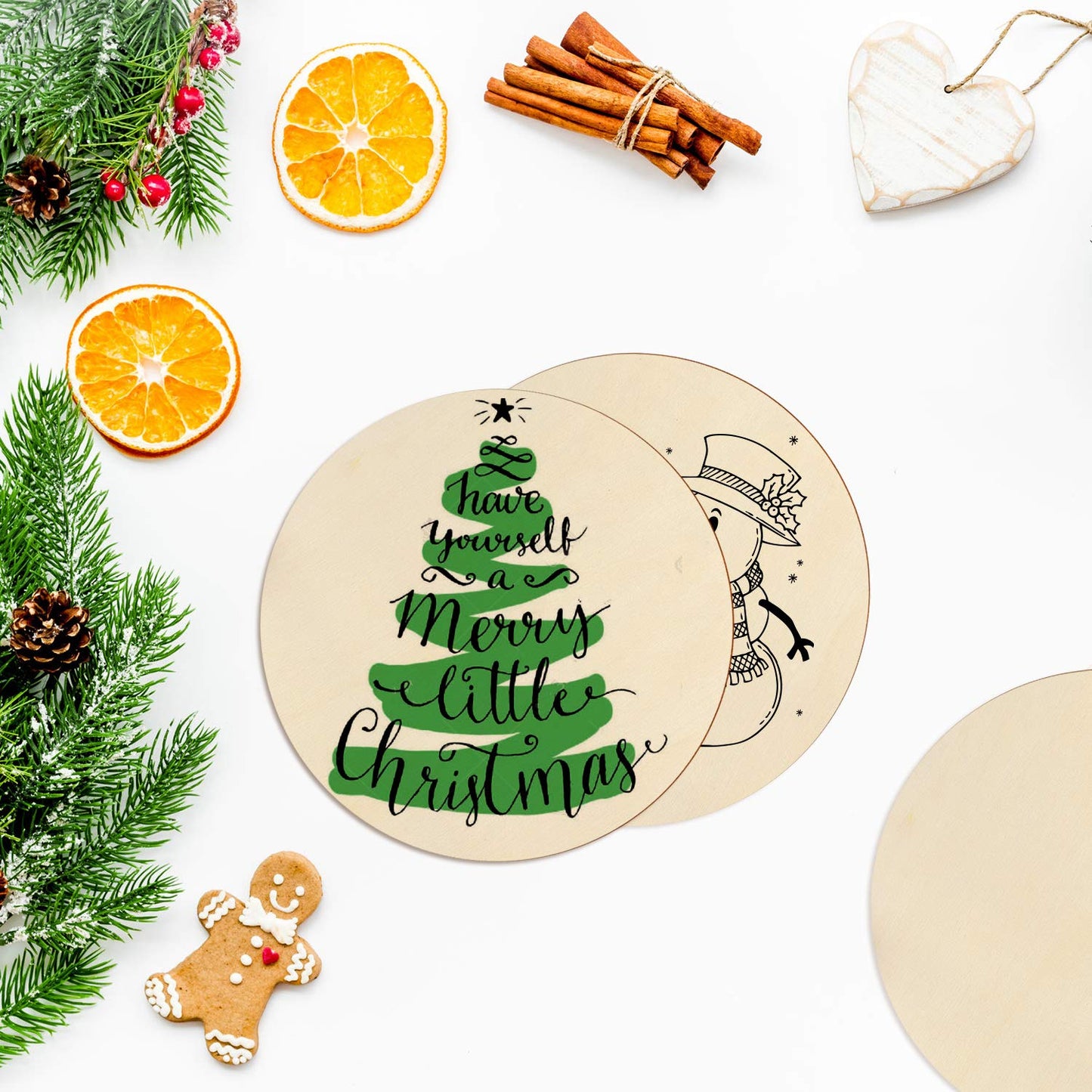 60 Pieces 5 Inch Unfinished Wooden Circles Blank Natural Round Wood Slices Wooden Cutout Tiles for DIY Crafts Home Decoration Painting Staining