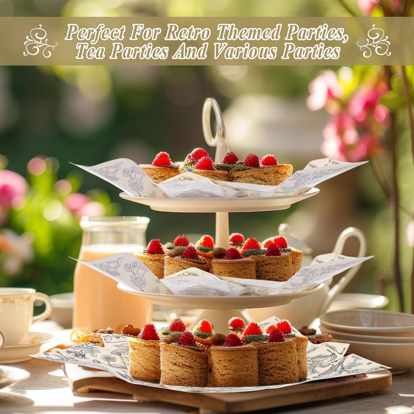 AmazingSpark 150 Pcs Deli Wax Paper Sheets for Food 8 x 10 Inch Greaseproof Waterproof Sandwich Wrapping Paper Basket Liner for Outdoor Picnic Beach Wedding Birthday Baby Shower(Flower Bird)