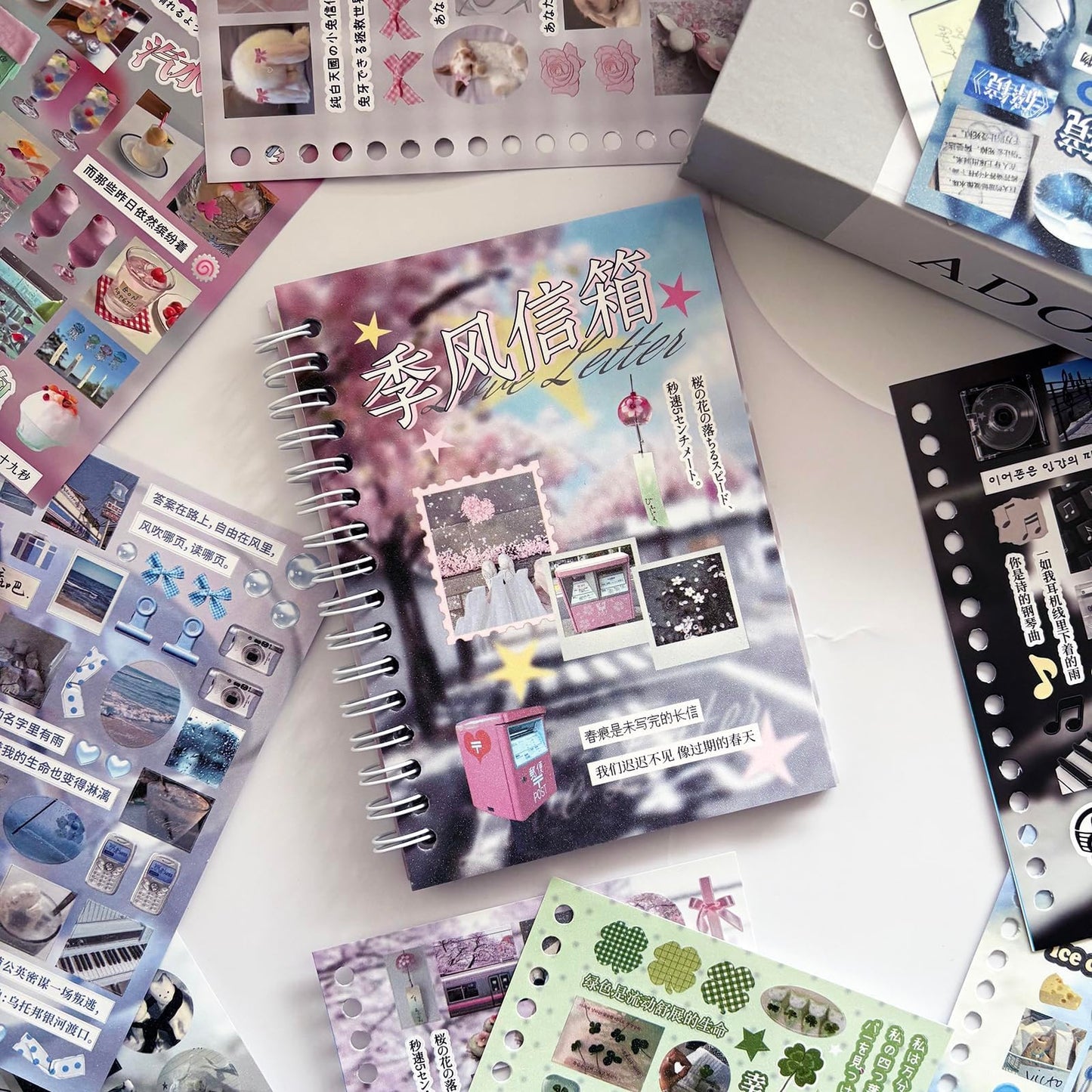 600+Japanese Stickers for Journaling Supplies,30 Sheets Decorative Scenery Sentences Themed Japanese Sticker Book for Scrapbooking,Junk Journal Supplies, DIY Crafts (Monsoon)
