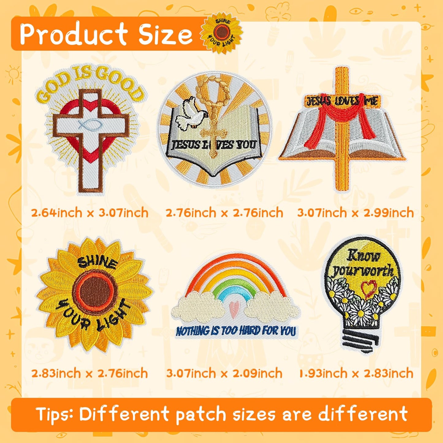Butie 45 Pcs Christian Iron On Patches, Inspirational Bible Verse, Faith, Cross & Religious Embroidered Appliques Iron on Patches for Clothes, Hats, Jackets, Bags, Etc