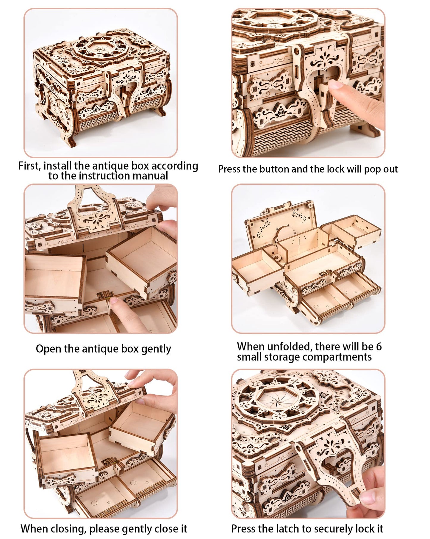 Varbertos 3D Wooden Puzzle Mechanical Treasure Box, Wood Creative Assembly Model Building Kits to Build for Adults and Teens, DIY Wooden Puzzle Hobbies Projects Gift for Women and Kids