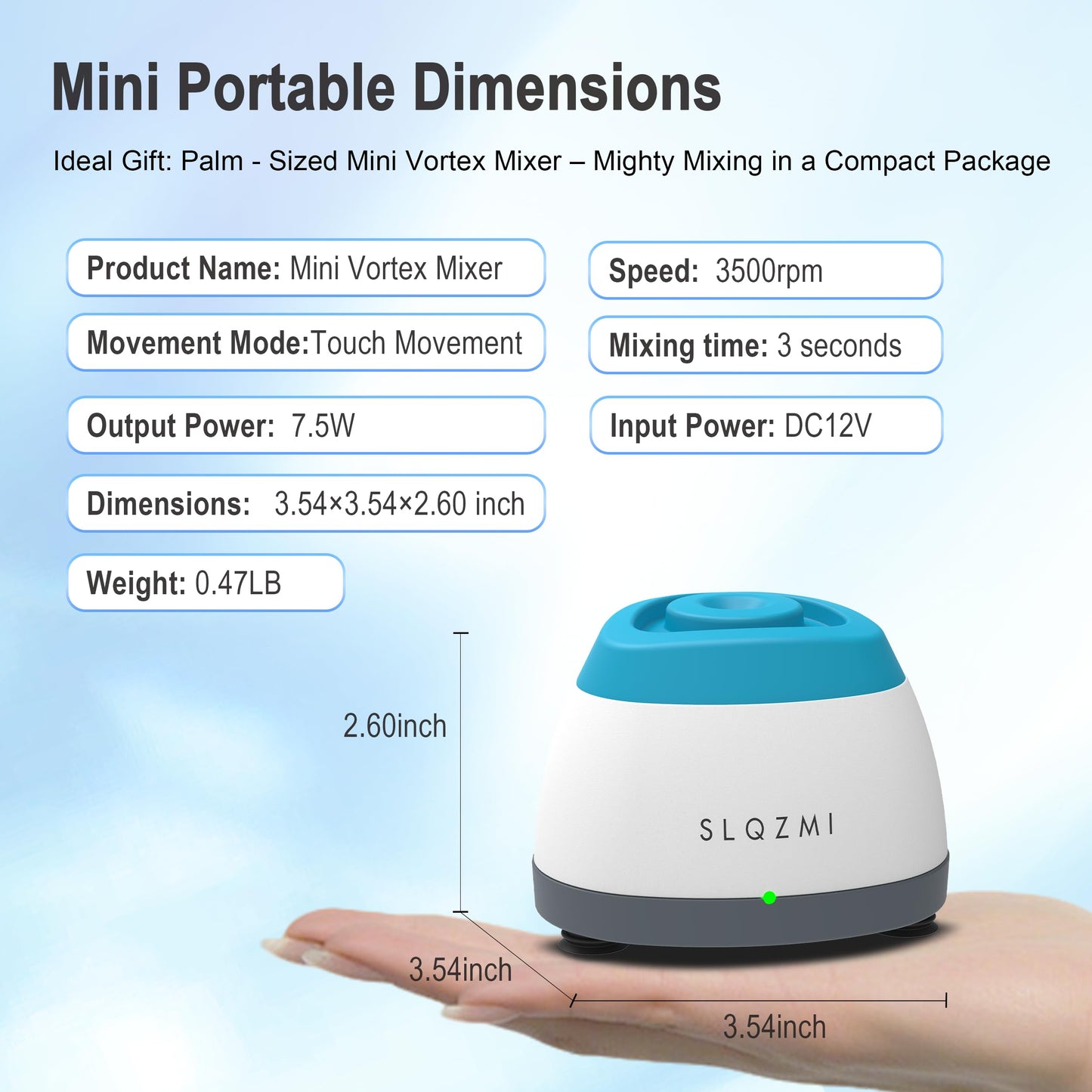 Mini Vortex Mixer, Nail Polish Shaker, Paint Shaker & Paint Mixer for Gel Polish, Acrylic Paints, Eyelash Adhesives, Tattoo Ink, Lab Vortex Mixer for Centrifuge Tubes and Test Tubes (Blue)