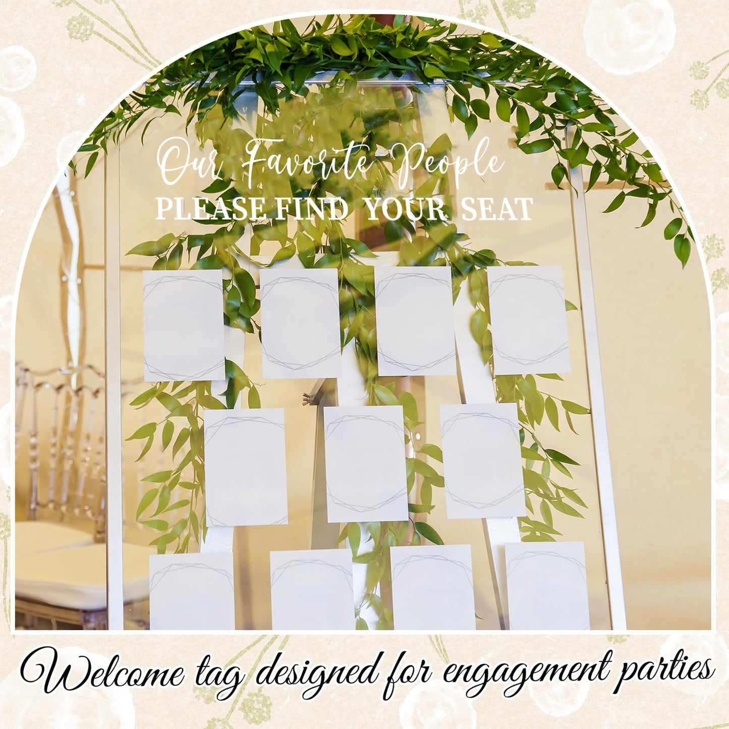 MotiMind 4 Pcs Wedding Mirror Welcome Sign Decal Seating Chart Stickers DIY Wedding Party Supplies Removable Vinyl Letter Decals for Bridal Shower Marriage Reception(Welcome,White)