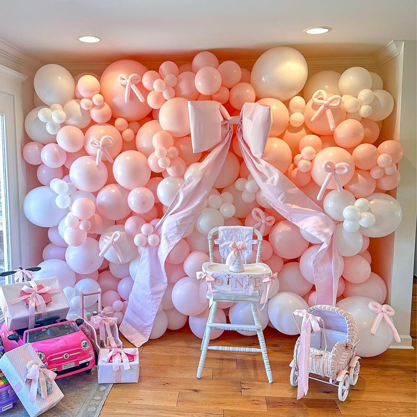 Coquette Birthday Decorations, 149 Pcs Pink and White Bow Balloon Garland Arch Kit for Wedding Bridal Baby Shower Bachelorette Party Decorations