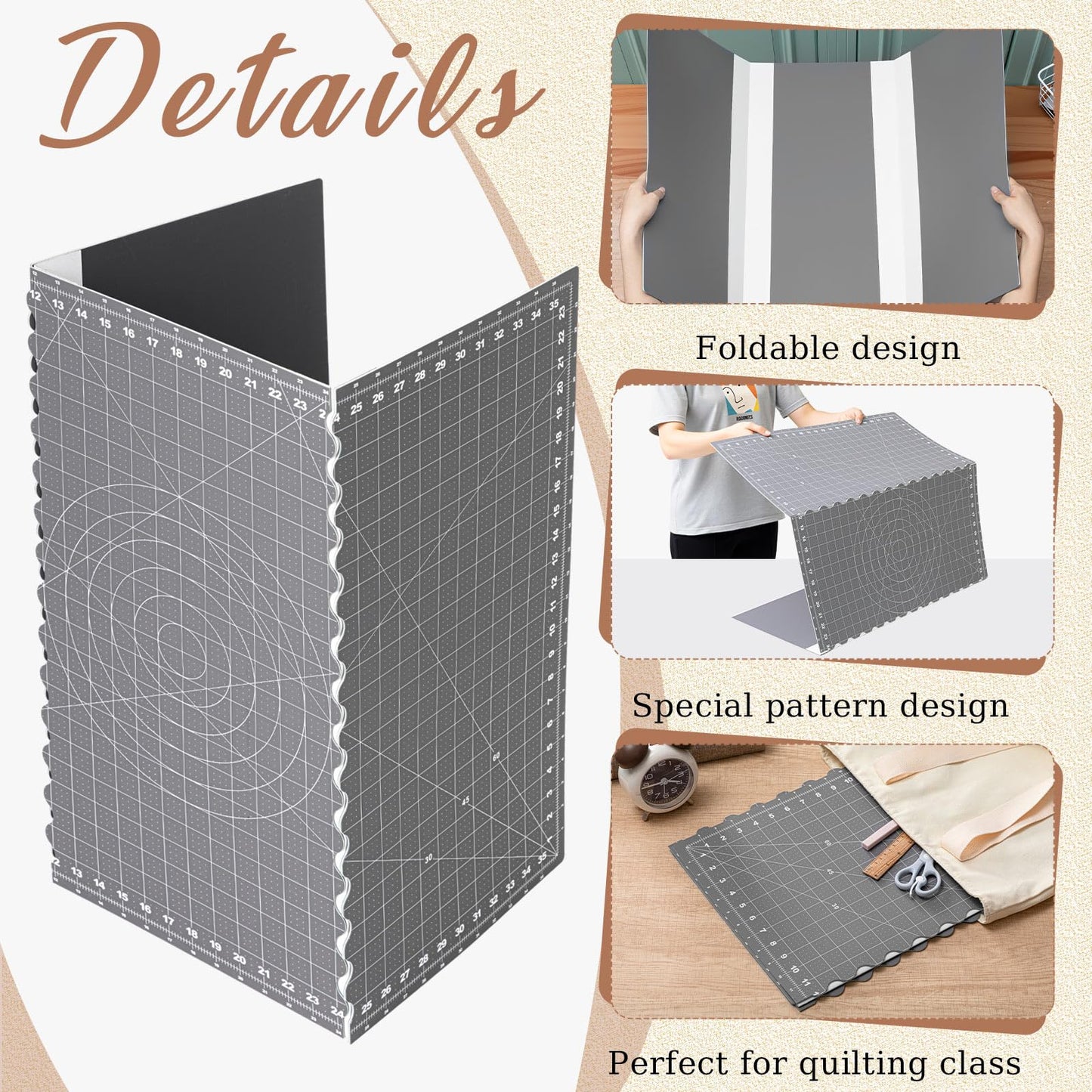 Teenyyou 24" x 36" Self Healing Folding Cutting Mat with Grid for Quilting, Sewing, Craft Hobby Board Sewing Cutting Mat for Quilting, Leather, Fabric, Crafting, Scrapbooking, Art, Clay