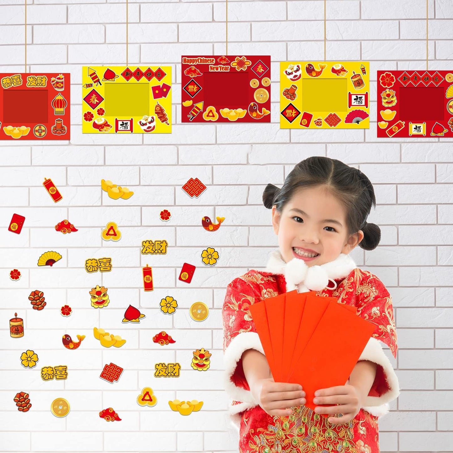 30 Packs Chinese New Year Craft Kits for Kids Lunar New Year DIY Picture Frame Craft Decorations 2026 Year of The Horse Chinese Art Favor Home Classroom Game Activities