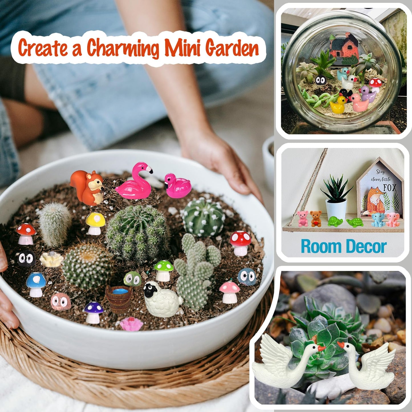 PE.WELLWOO Fairy Garden Accessories 103 PCS Fairy Garden Decor & Terrarium Decor Supplies for Potted Landscape Fairy Garden Kit for Room Decorations