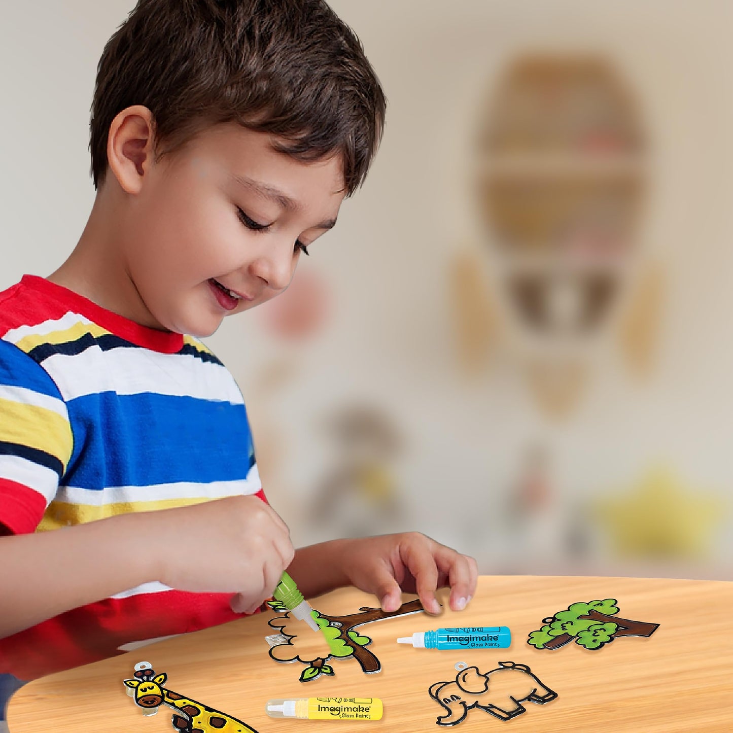 Imagimake Window Art Jungle | 16-Piece Glass Paint & Suncatcher Kit | Craft & Discover Animals | Art Kit for Kids| 5 Year Old Boy Gifts | Birthday Gifts for Boys & Girls Ages 5,6,7,8,9,10,11,12