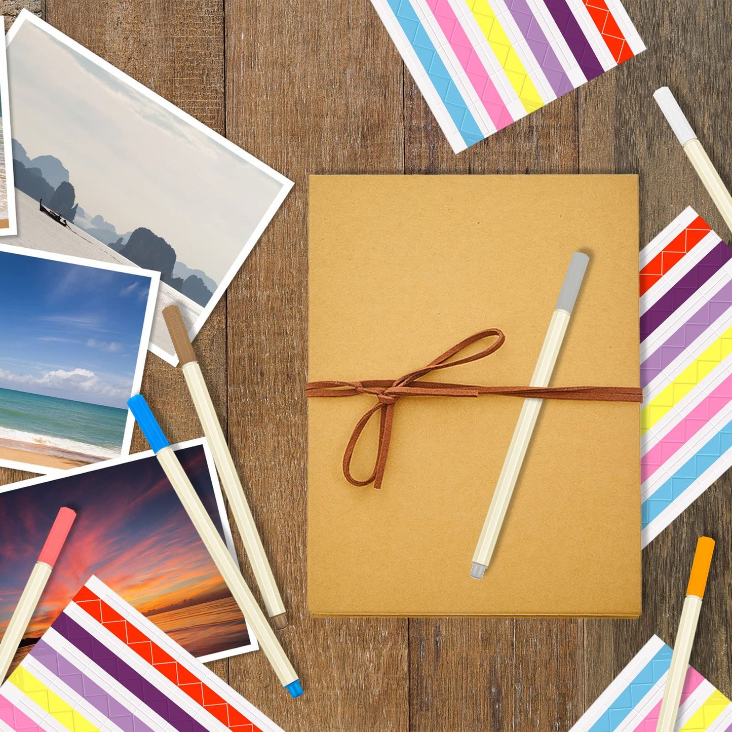 6 Pieces DIY Scrapbook Album 6 x 8 Inch Hardcover Photo Albums Stretchable Folding Kraft Paper Photos Collection Folding Adventure Book for Wedding Anniversary Graduation Gift(White)