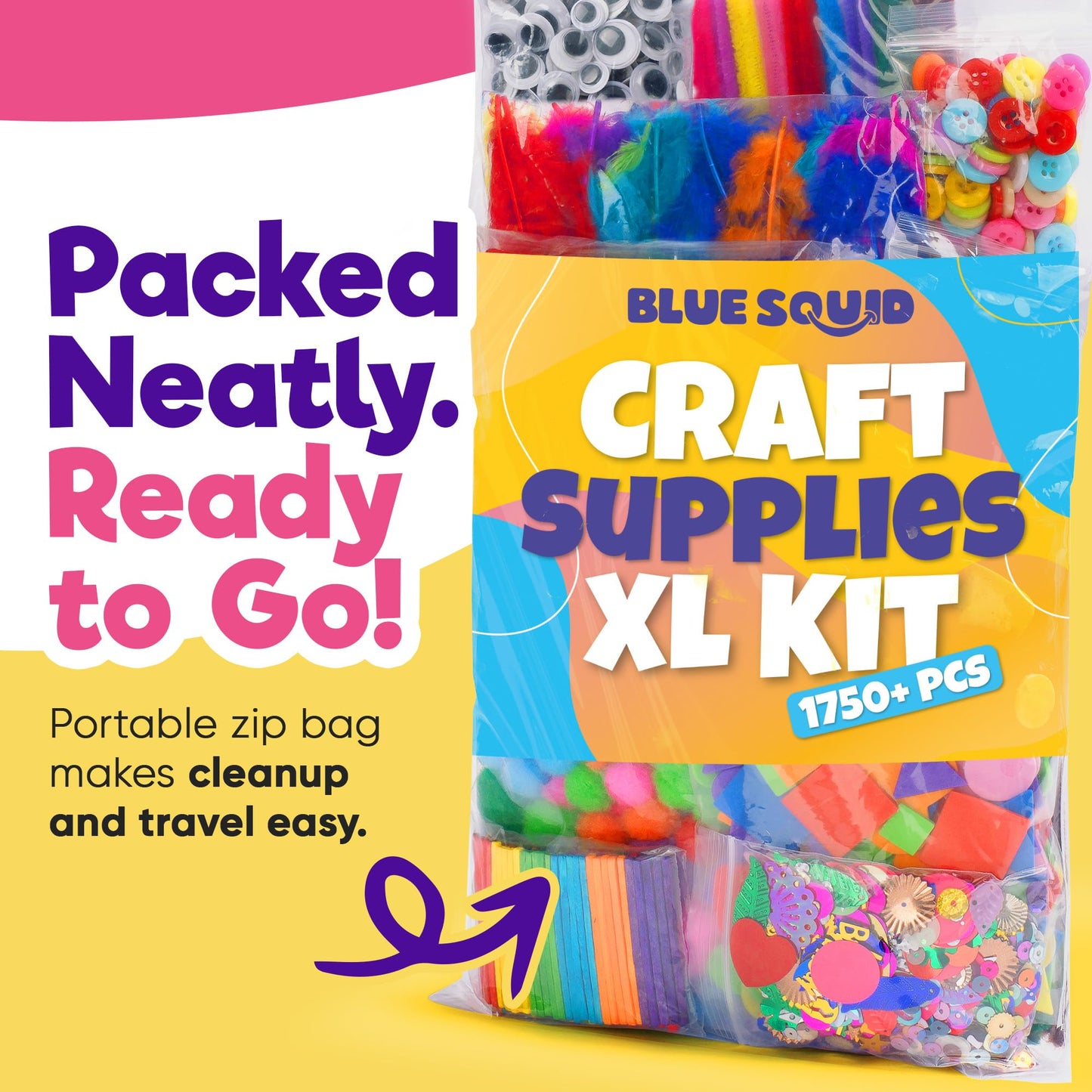 Blue Squid 1750+pcs Craft Kits for Kids, Ages 4-9 Girl Boys Gifts Arts and Crafts for Kids Craft Kits Toys for 4-9 Year Old Girls Boys Birthday Presents Gifts Crafts for 4-10 Year Olds