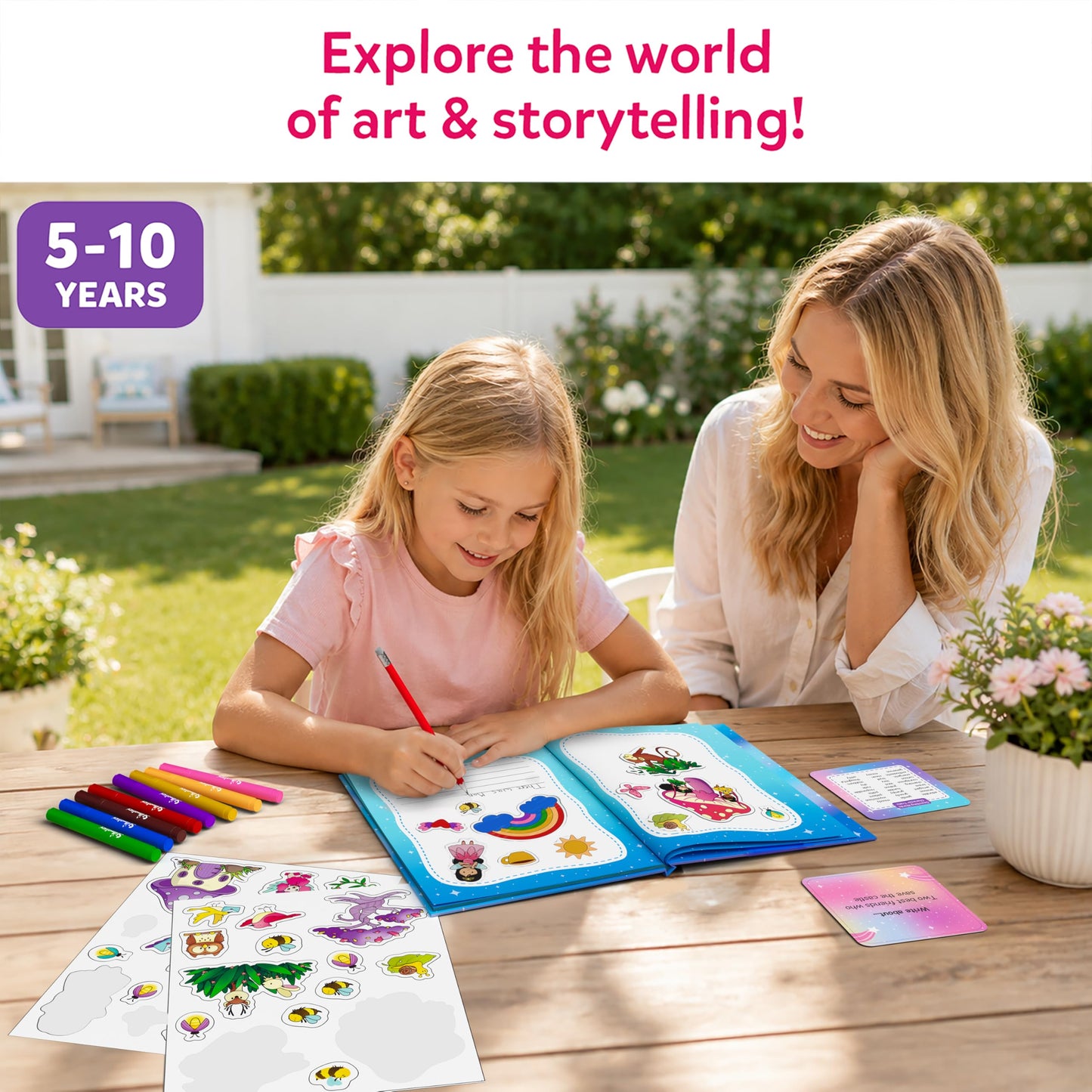 Skillmatics Storybook Art Kit - Create Fairytale Stories, DIY Craft & Writing Kit with 300+ Stickers, Scrapbooking & Journal Activity, Screen-Free Fun, Gifts for Kids Ages 5, 6, 7, 8, 9, 10